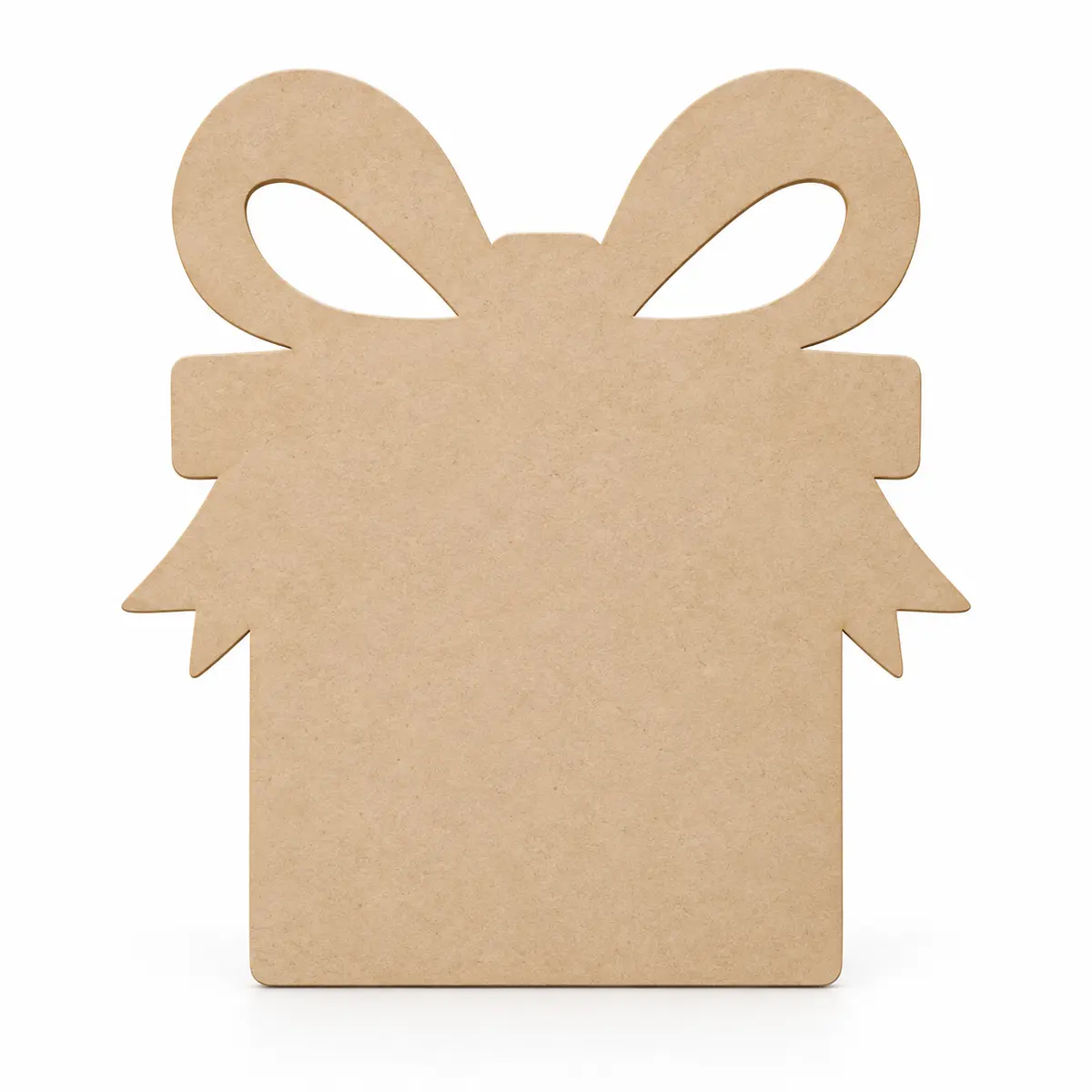 Gift Box with Bow unfinished MDF cutout