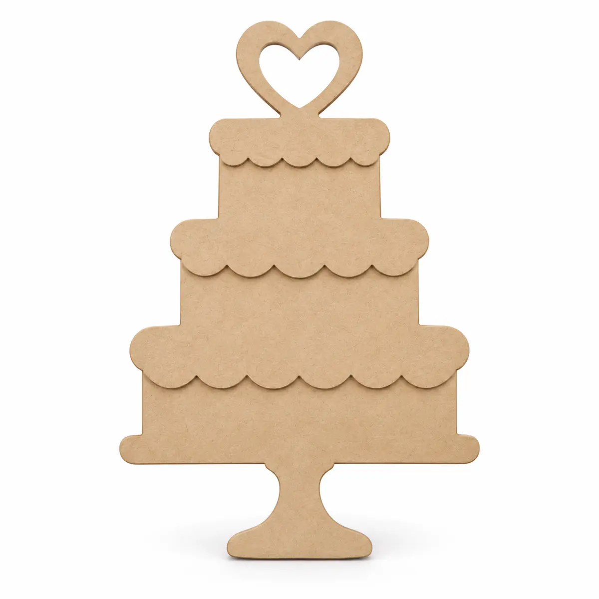 Wedding Cake with Heart unfinished MDF cutout