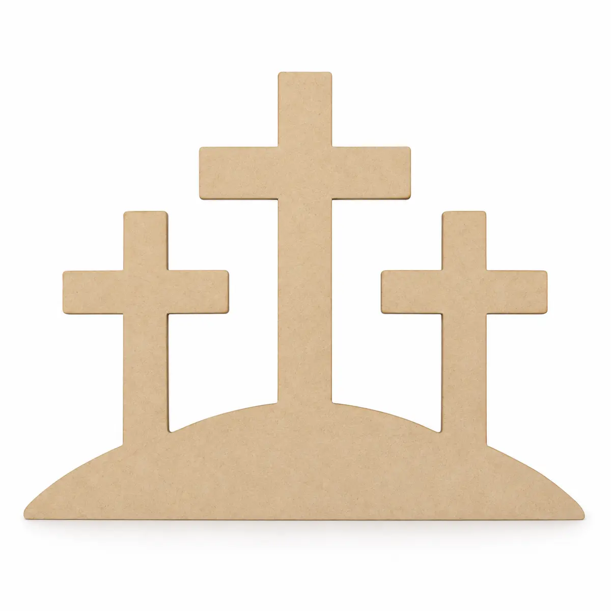 Three Crosses on a Hill unfinished MDF cutout