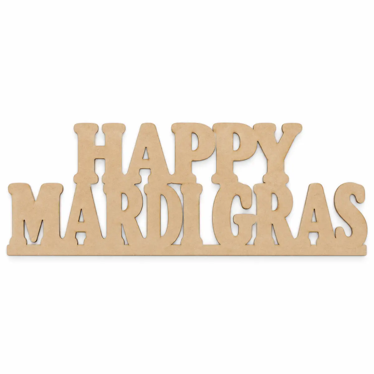 Happy Mardi Gras unfinished MDF cutout
