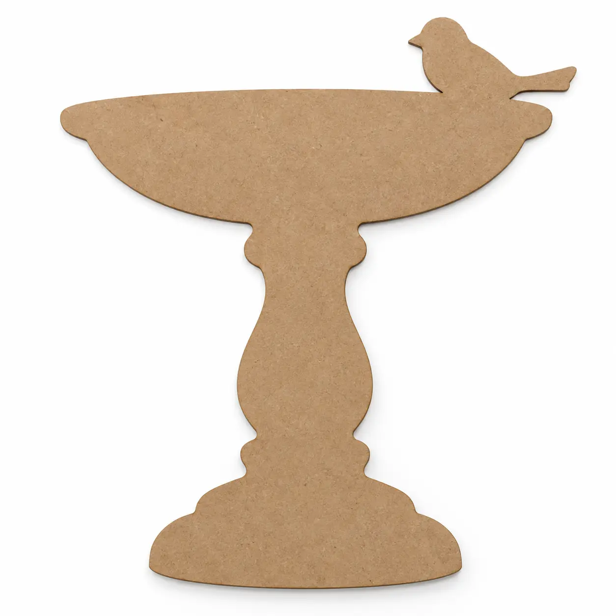 Birdbath with Bird unfinished MDF cutout