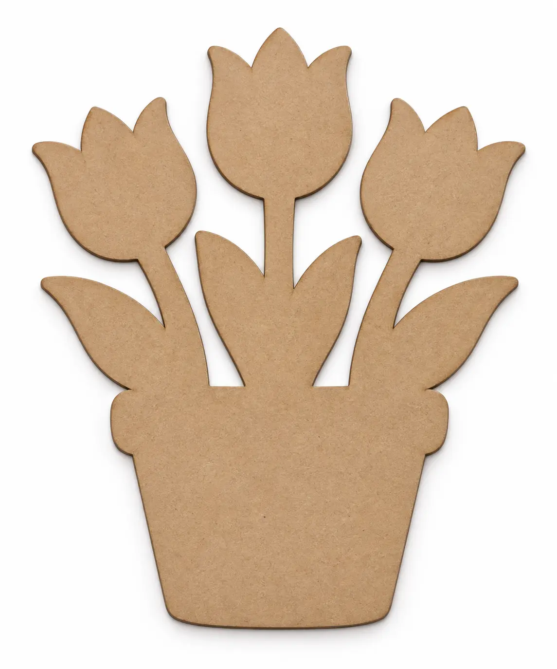 Flowerpot with Tulips unfinished MDF cutout