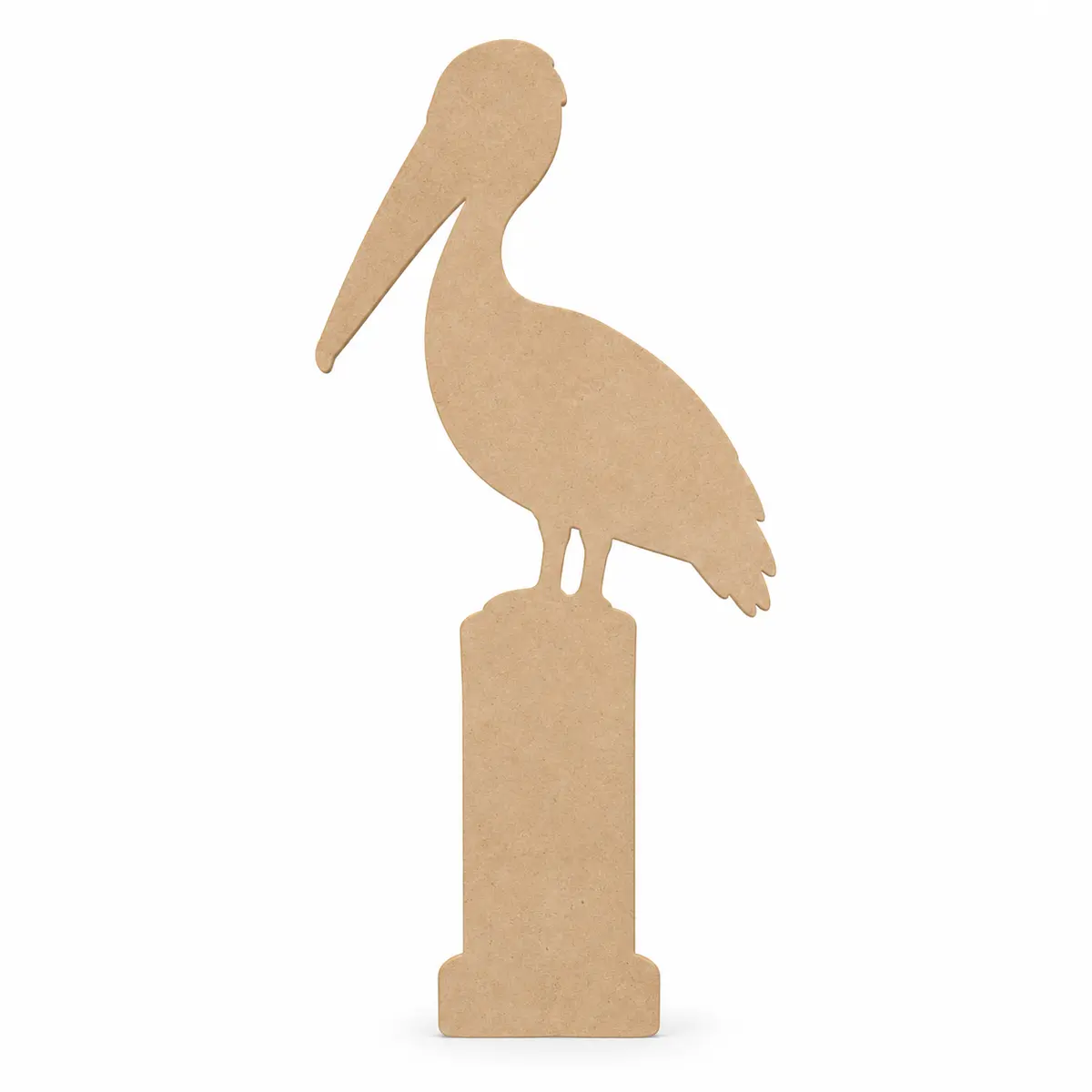 Pelican on a Piling unfinished MDF cutout