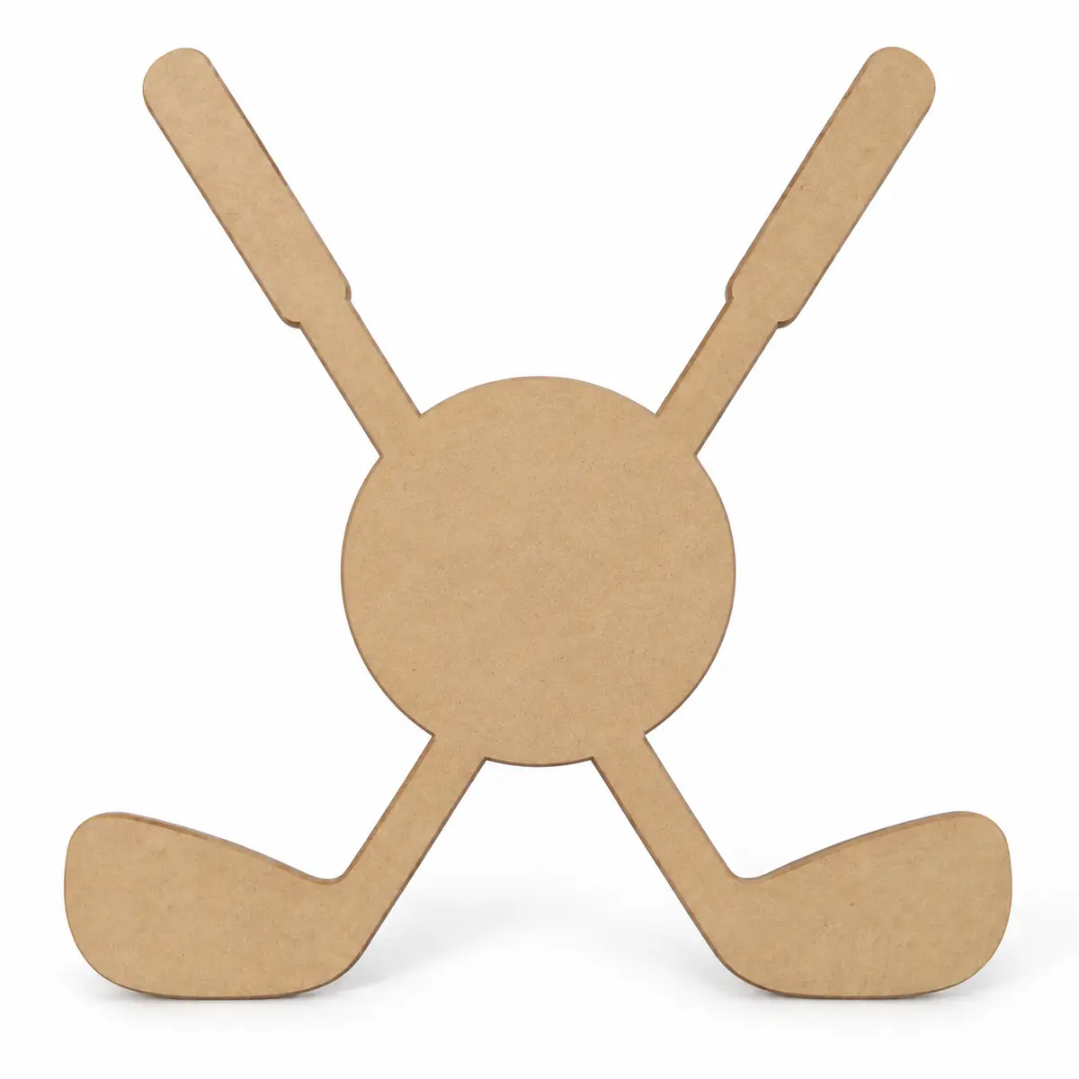 Crossed Golf Clubs with Large Ball unfinished MDF cutout